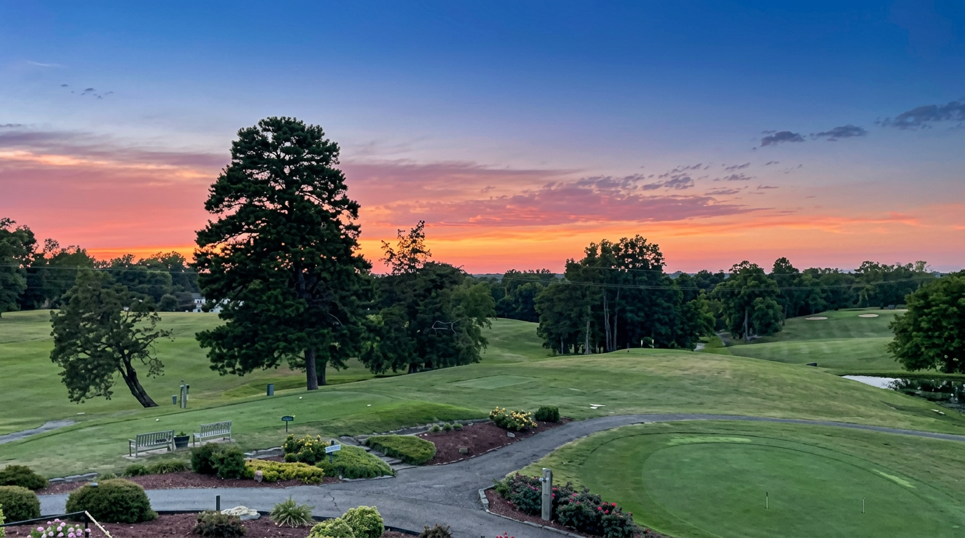 Course fairway at sunrise